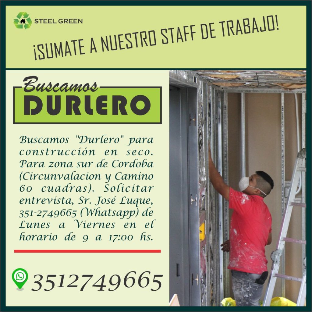 Buscamos Durlero para construccion en seco en Córdoba Capital
