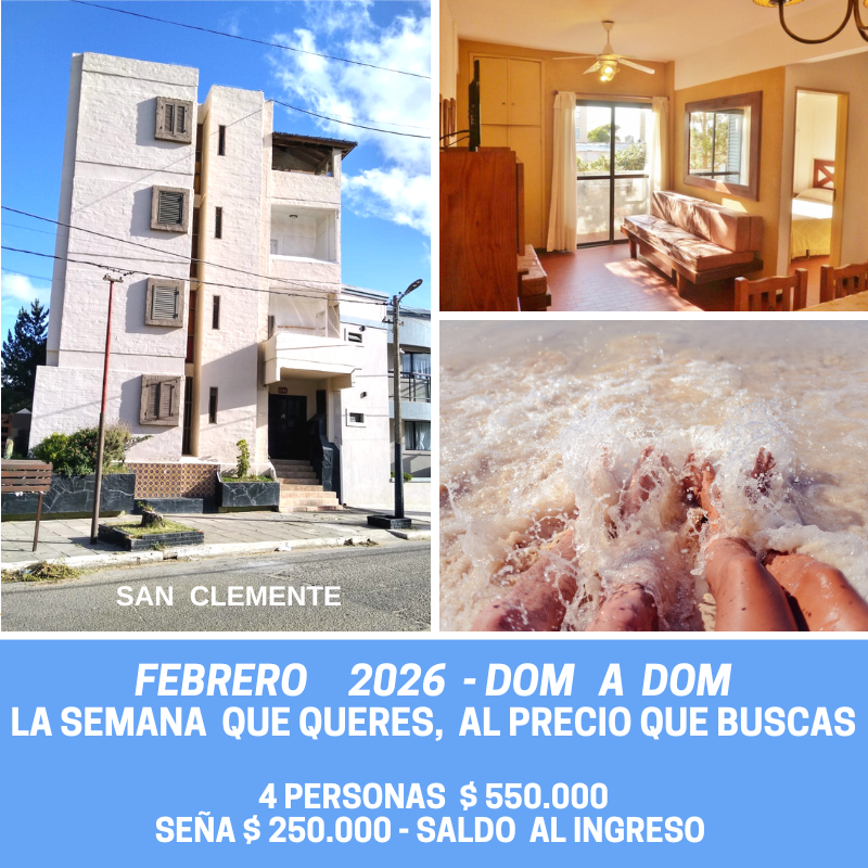 San Clemente, Verano, Febrero,  2026, Alquiler departamento, Tarifas ,  Promociones   –