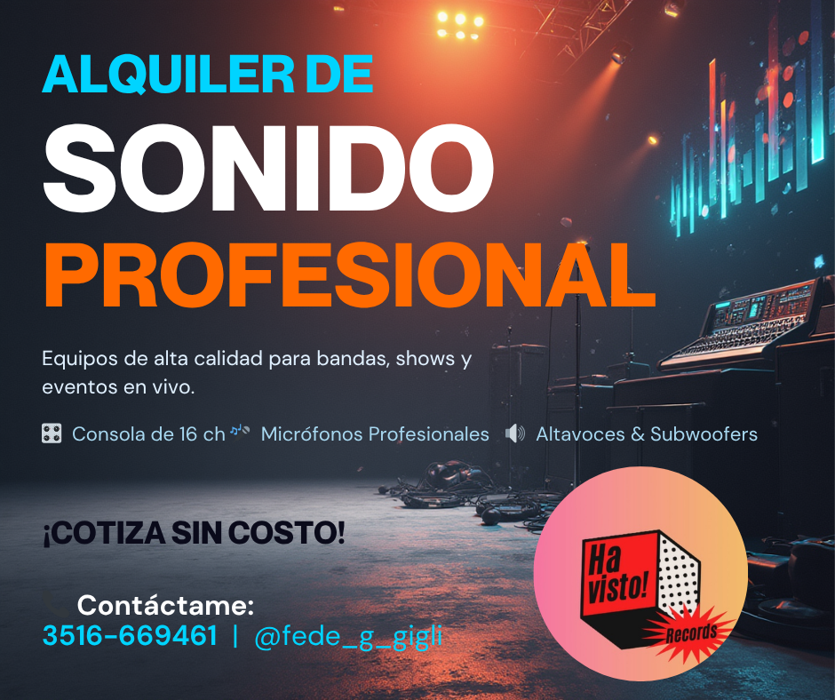 Alquilo equipo de sonido para bandas y shows en vivo
